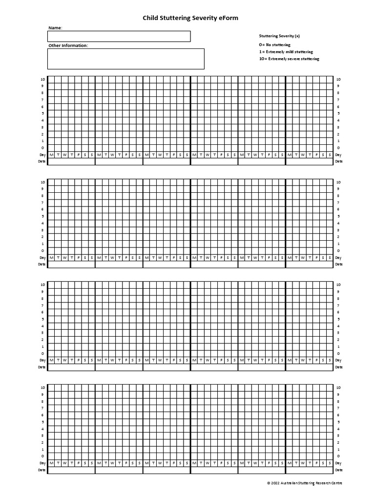 Child Stuttering Severity Chart v2 Dec 2022 | PDF | Stuttering
