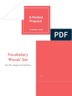 A Modest Proposal Vocabulary