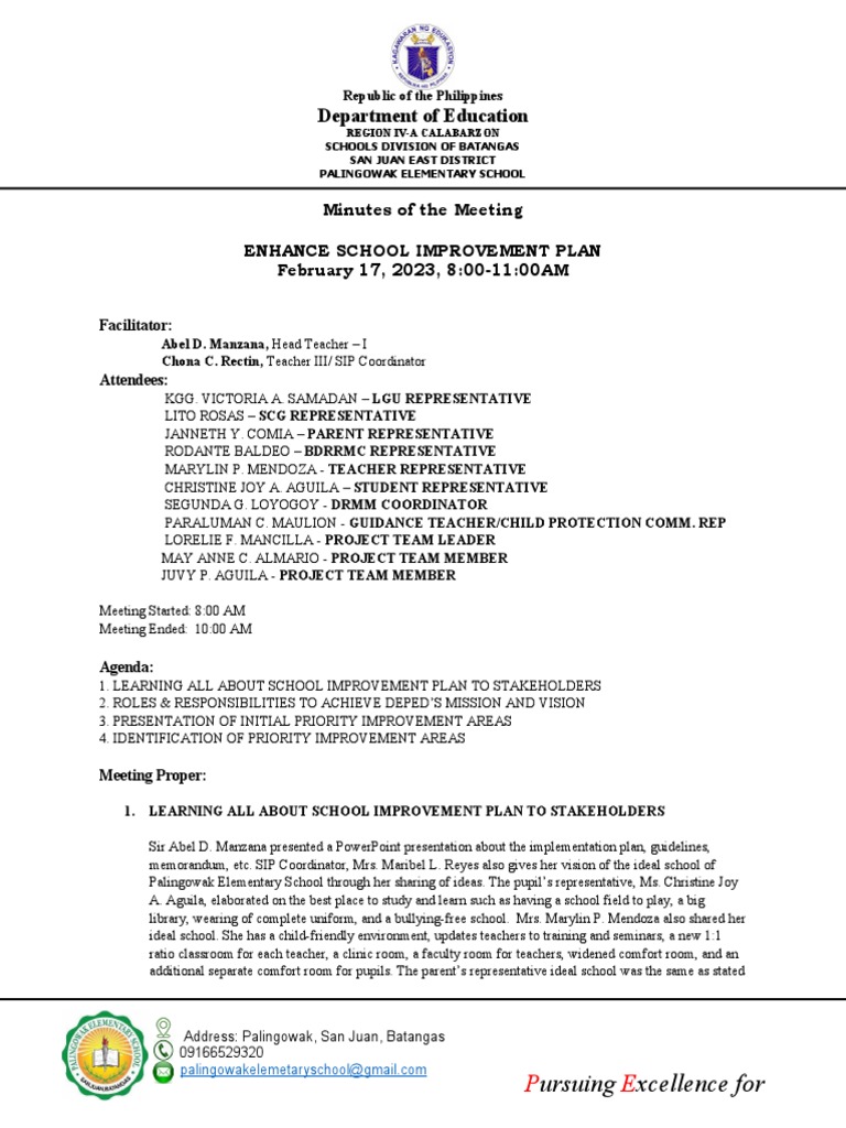 Minutes of The Meeting (Sip 20222025) PDF