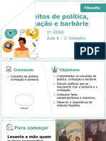 Conceitos de Política, Civilização e Barbárie: 1 Série Aula 8 - 2 Bimestre