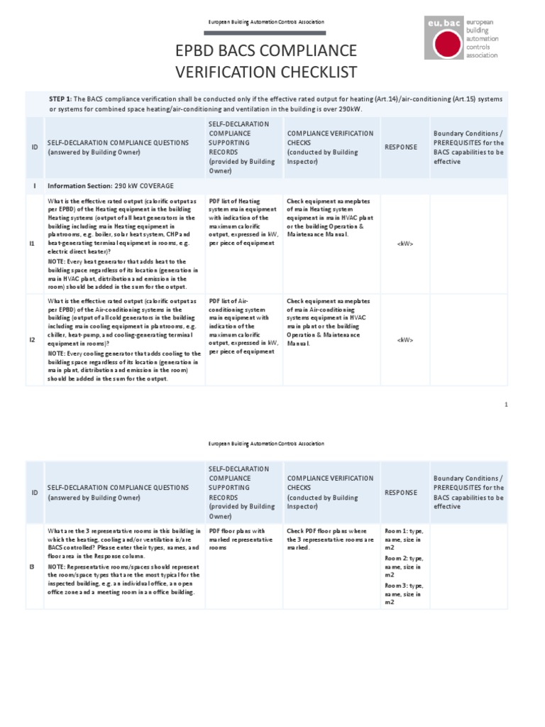 EPBD BACS Compliance Verification Guide | PDF | Building Automation ...