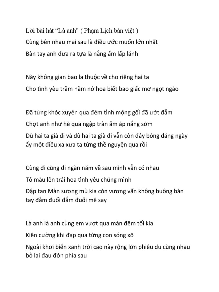 Lời bài hát Là anh bản Việt | PDF