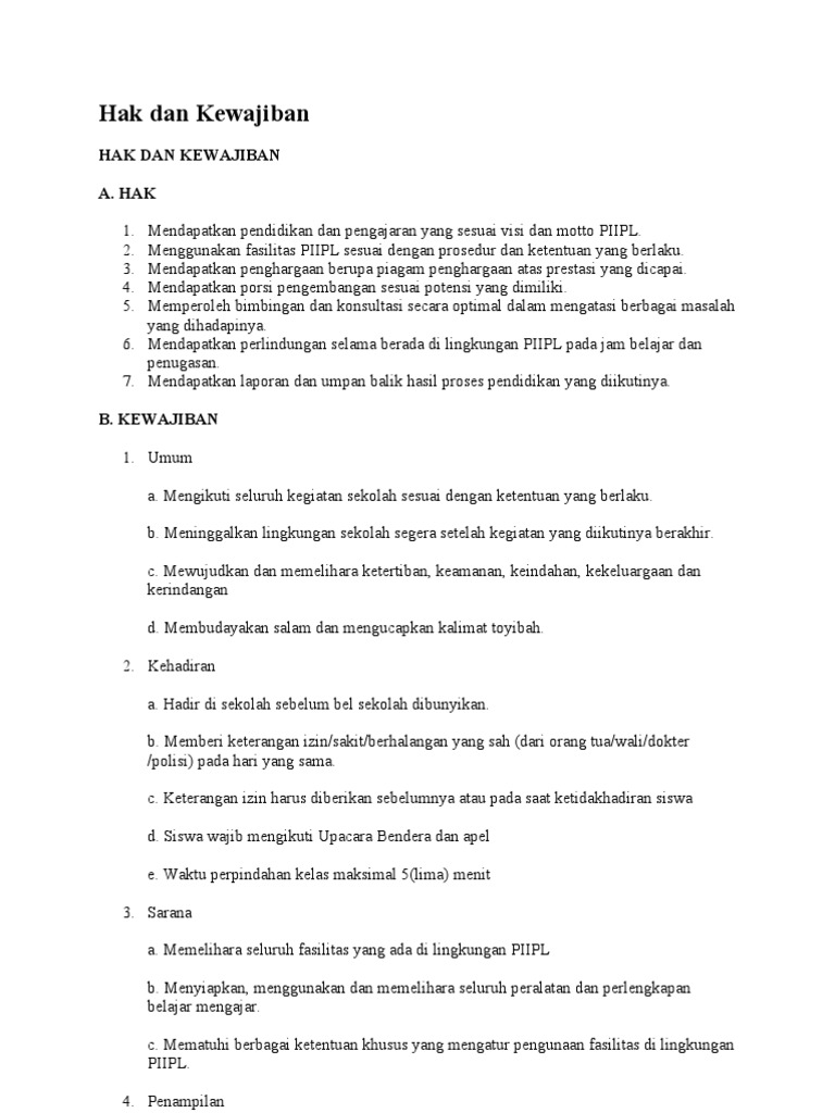 Hak Dan Kewajiban Siswa Di Sekolah