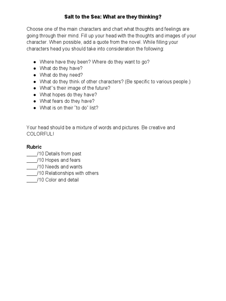 Salt To The Sea What Are They Thinking PDF