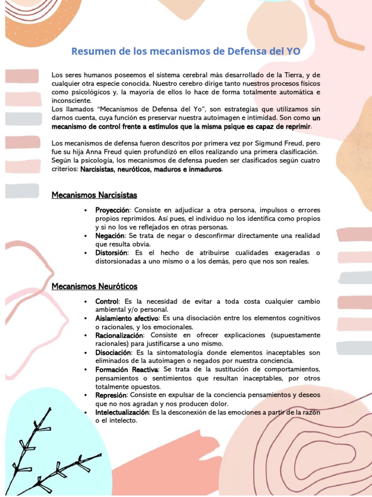 Mecanismos de Defensa Del Yo | PDF