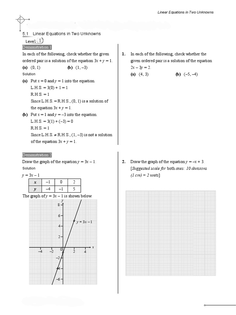 Linear Equation in Two Unknowns PDF | PDF | Applied Mathematics ...