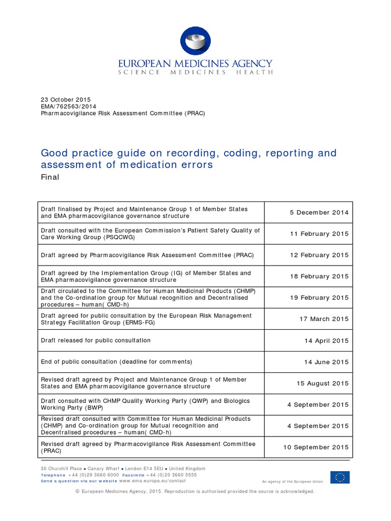 Good Practice Guide Recording Coding Reporting Assessment Medication
