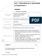 Examen - AAB01 Cuestionario 1 - Retroal - Aje Dando Respuesta Al Cuestionario 1 PDF