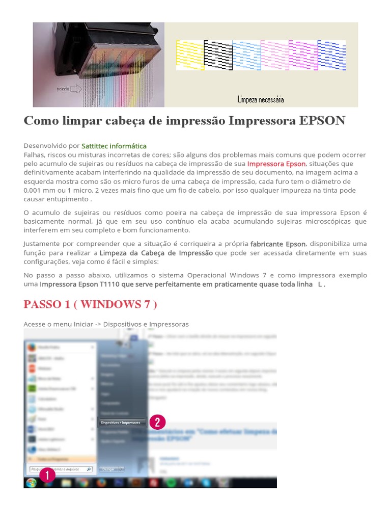 Como Limpar Cabeça de Impressão Impressora EPSON PDF | PDF