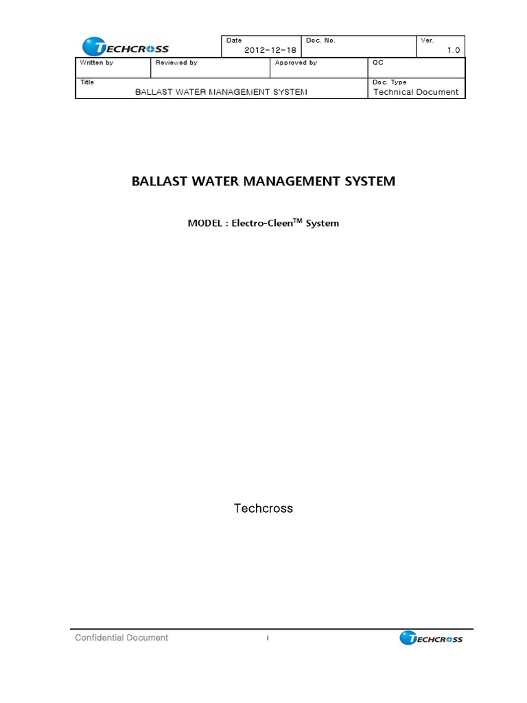 Techcross ECS Ballast Water Manual | PDF
