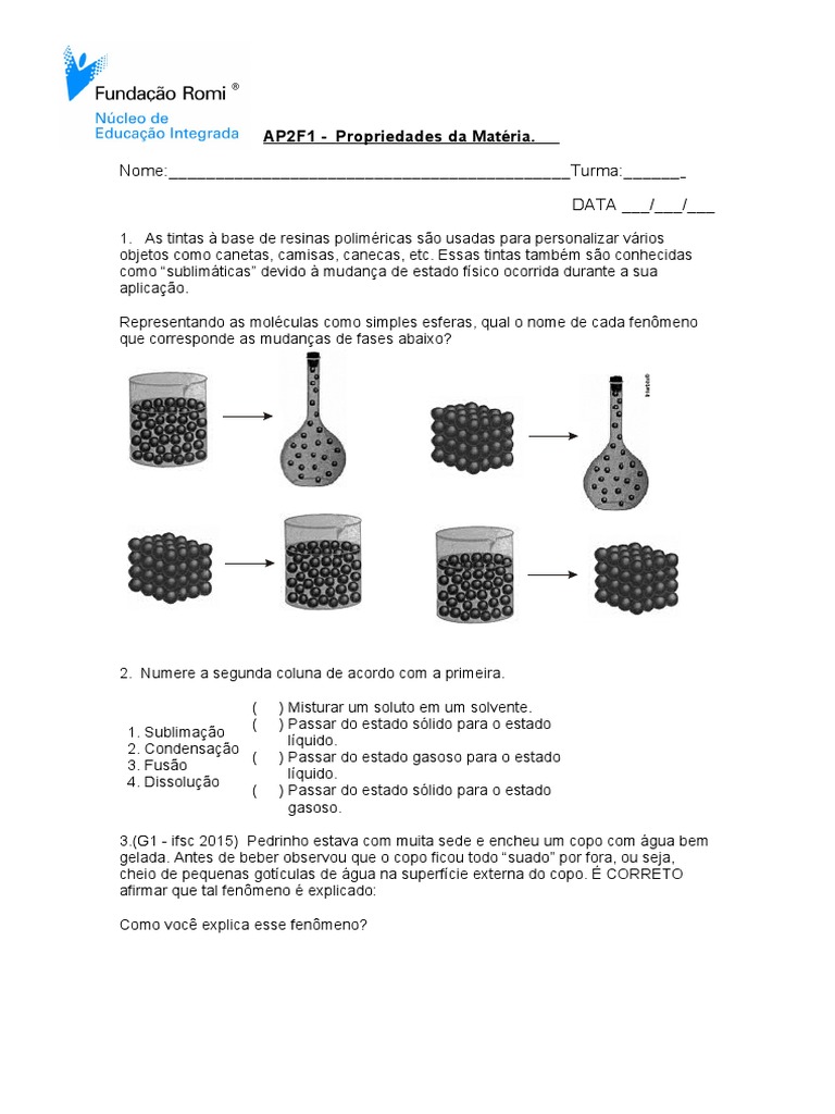 Exercícios Propriedades Da Matéria | PDF