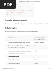Deshuttering Time For Slabs, Beams and Columns As Per IS Code
