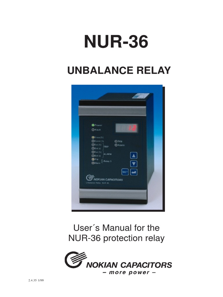 NUR-36 Unbalance Relay PDF | PDF | Relay | Mains Electricity