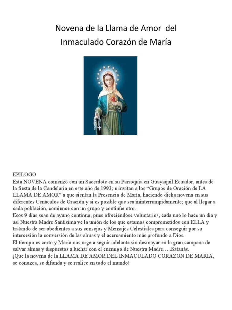 Novena de la Llama de Amor de María | PDF | María, madre de Jesús | Oración