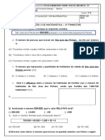 Avaliação 2 de Matemática1o Trimestre