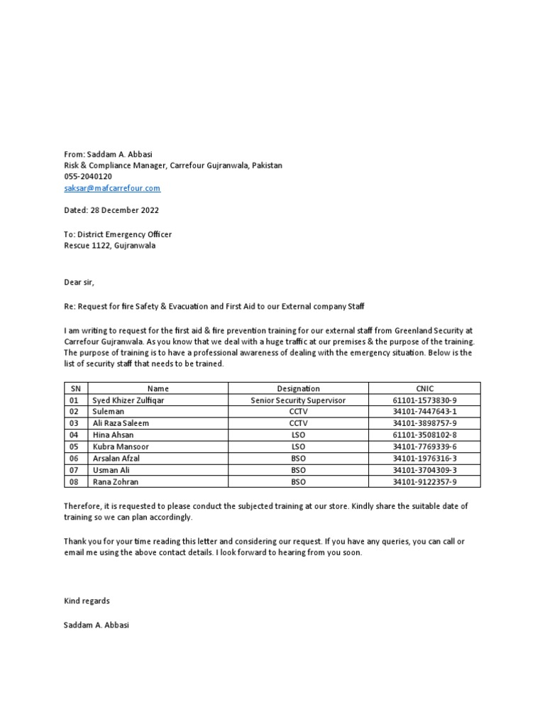 Request Letter Rescue 1122 | PDF