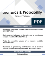 Statistics & Probability Random Variables