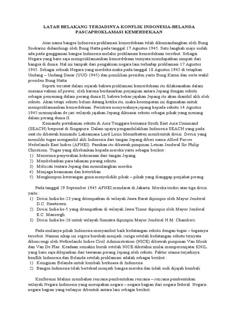 Latar Belakang Terjadinya Konflik Indonesia PDF