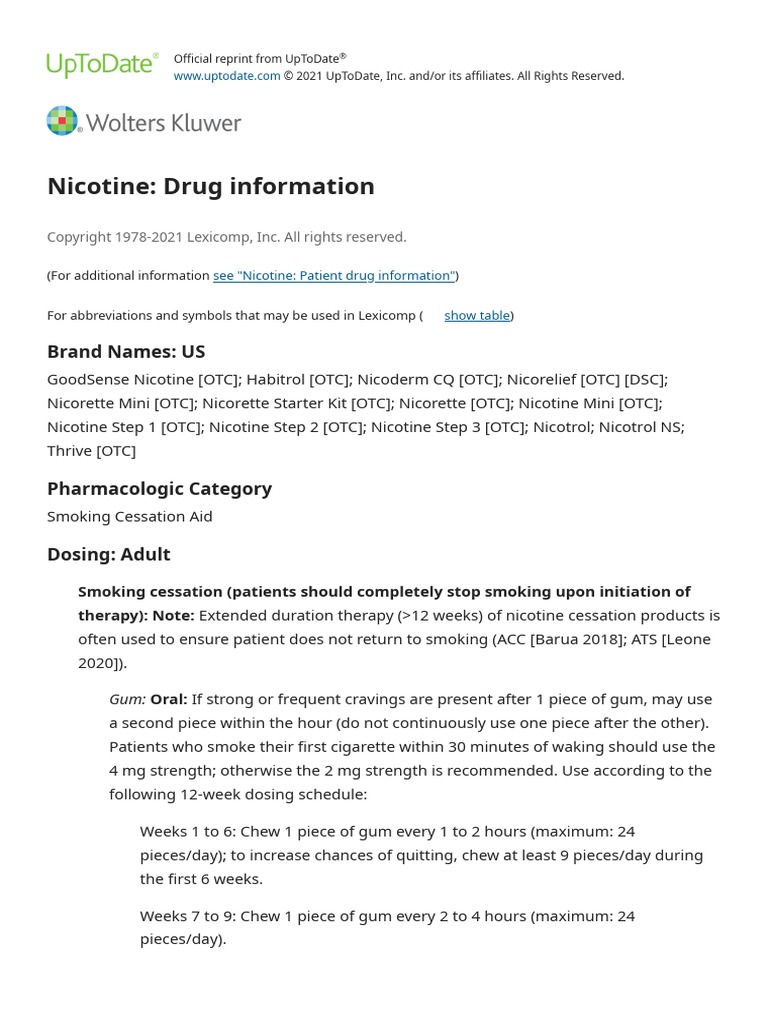 Nicotine Drug Information Uptodate Pdf Nicotine Pregnancy