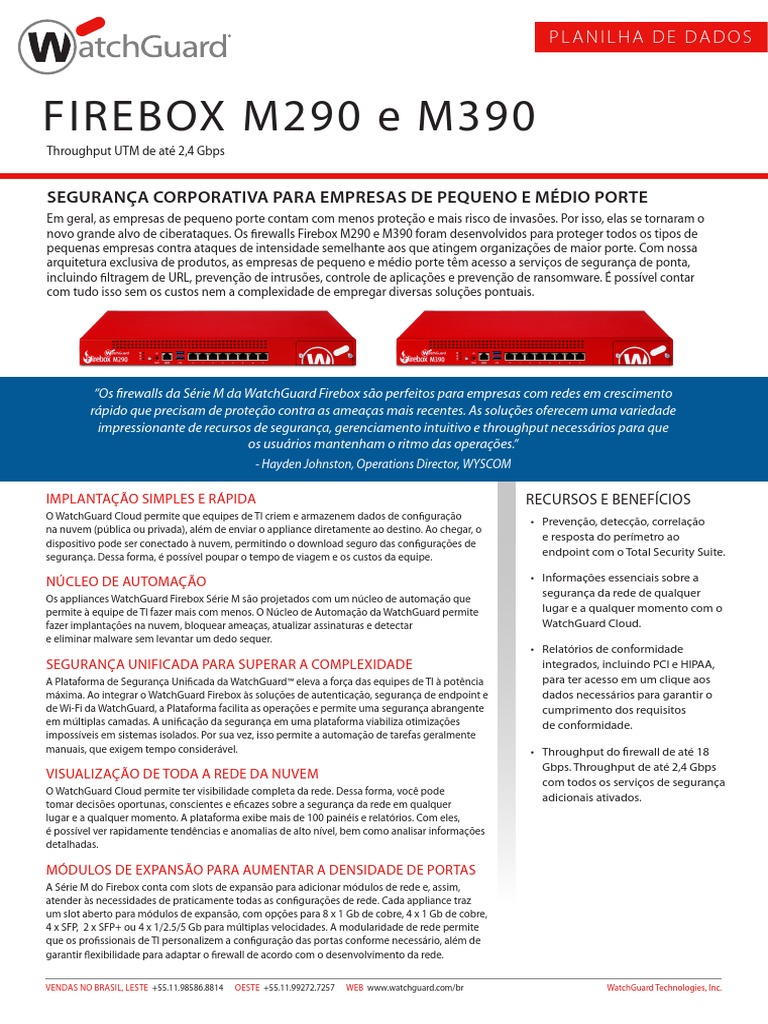 Datasheet M290-M390 PTBR | PDF | Rede de computadores | Computação em nuvem