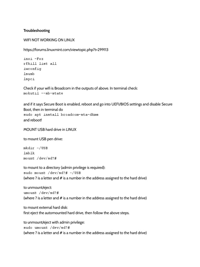 Troubleshooting Linux WiFi and USB Issues | PDF