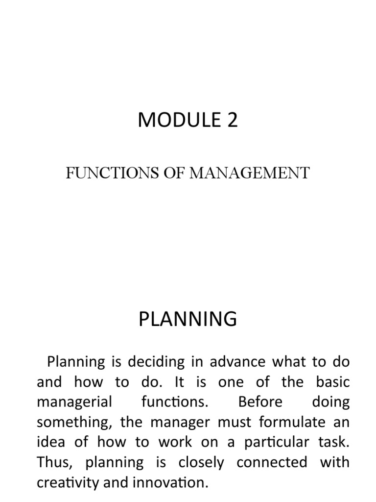 Planning for effective management an overview of key concepts