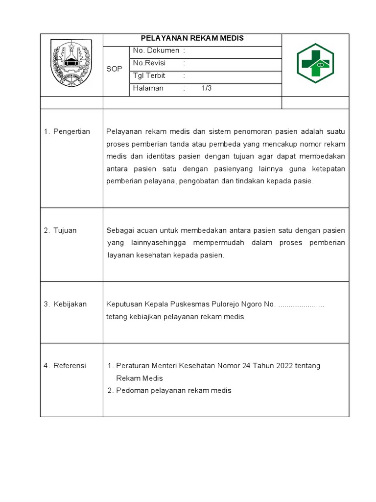 Sop Pelayanan Rekam Medis Pdf
