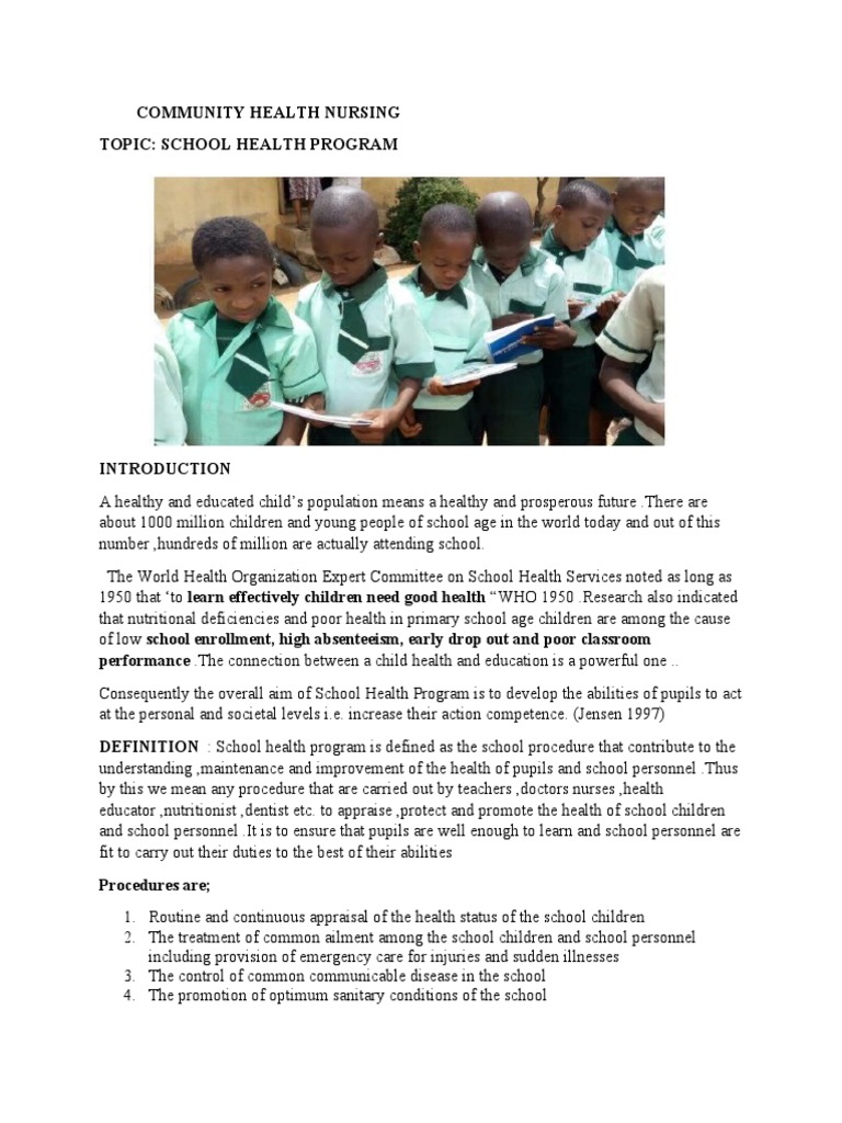School Health Program Overview | PDF | Health Education | Health Promotion