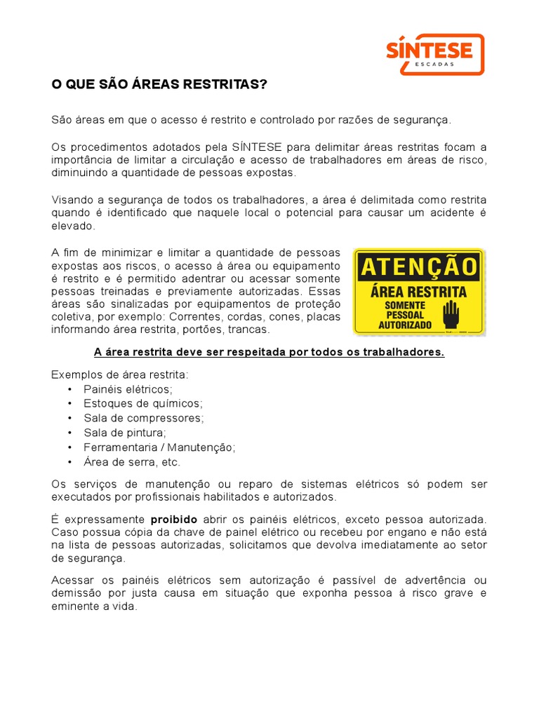 Definição de Áreas Restritas e Acesso | PDF