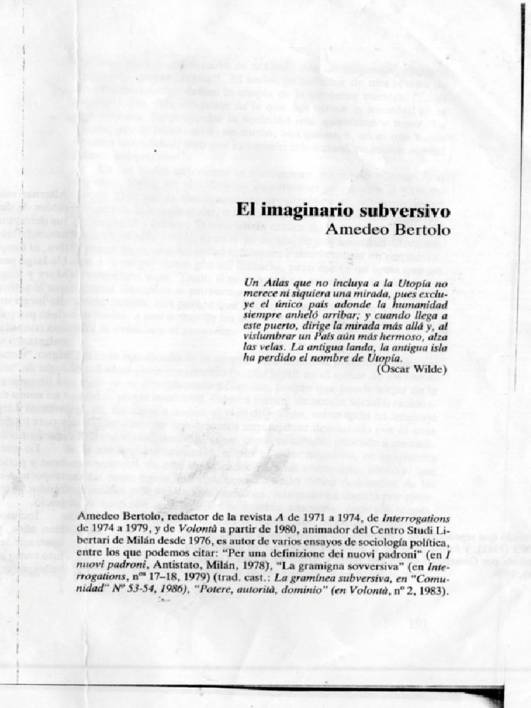 El Imaginario Subversivo - Amadeo Bertolo | PDF