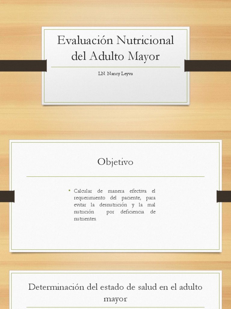 Evaluación Nutricional Del Adulto Mayor | PDF | Balanza | Nutrición