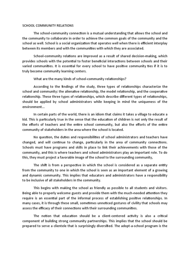 Three Types of School-Community Relations | PDF | Community | Schools