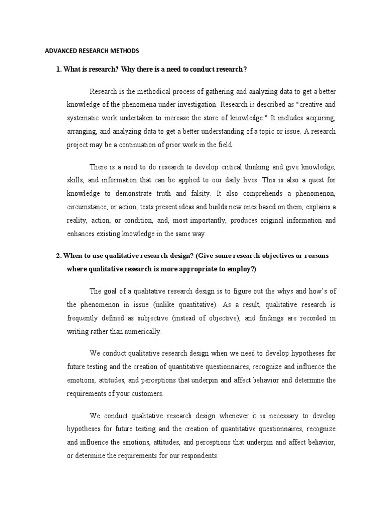 Advanced Research Methods Overview | PDF | Qualitative Research ...