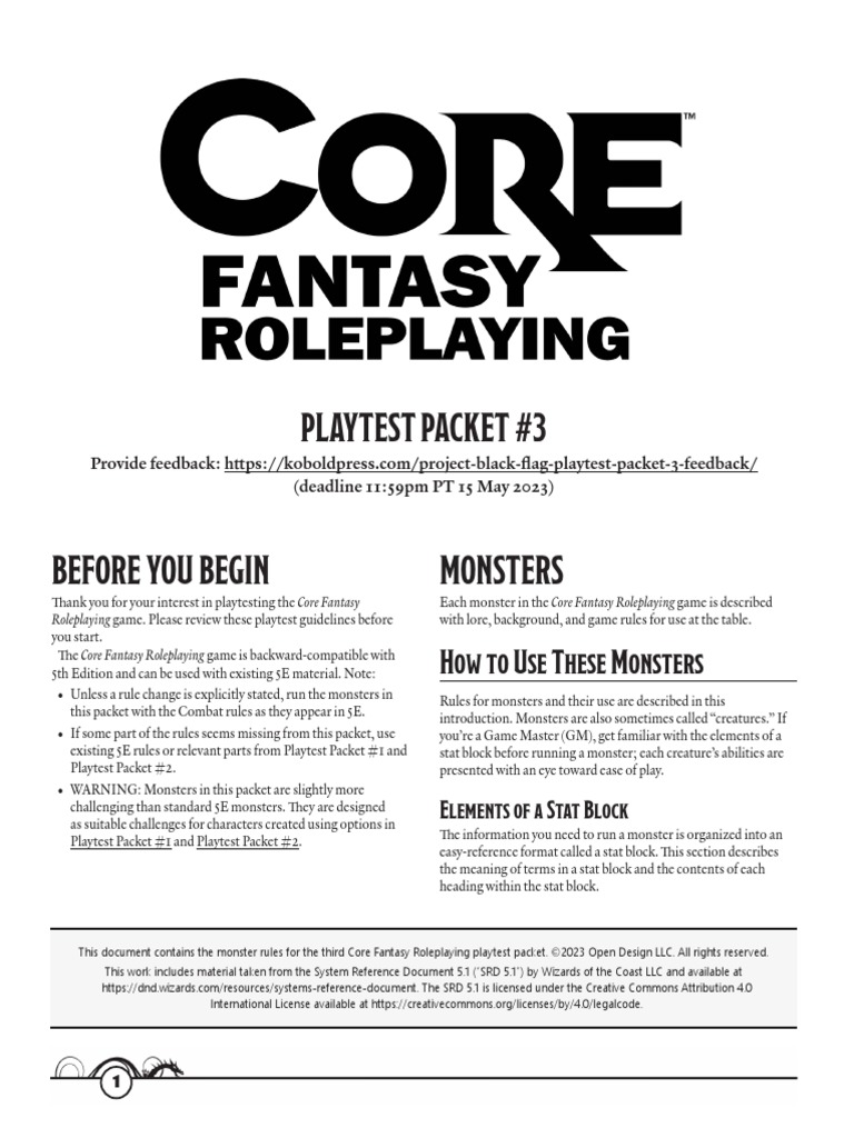 Playtest Packet 3 PDF | PDF | Senses | Perception