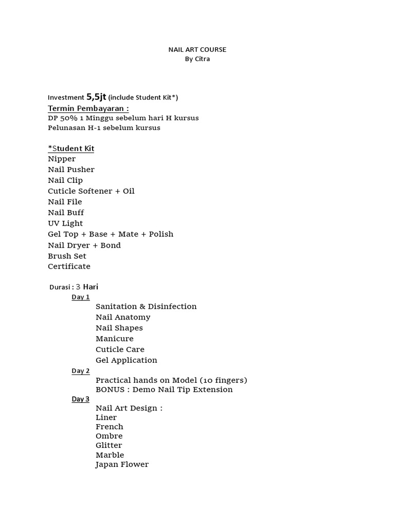 Nail Art Course Syllabus Overview | PDF | Art