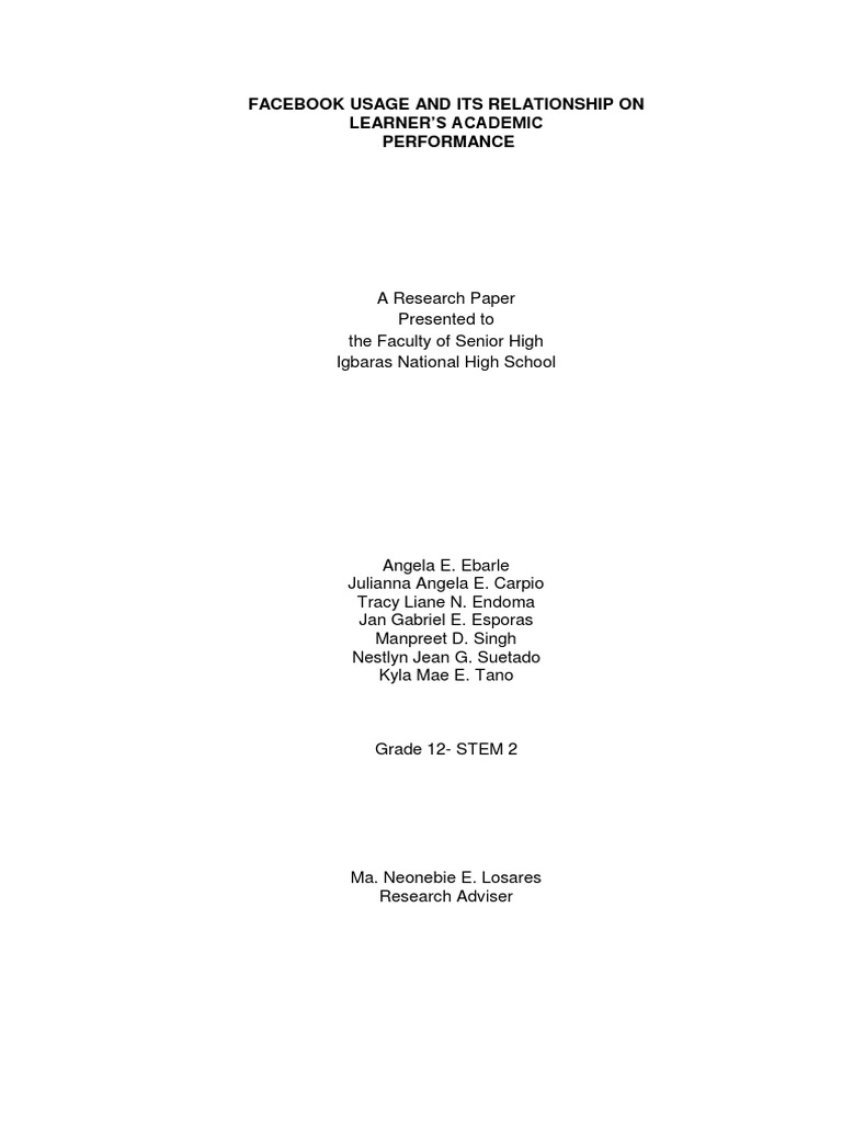 Facebook Use and Student Performance | PDF | Survey Methodology ...