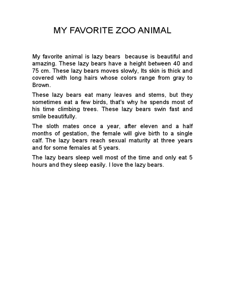 Favorite Zoo Animal Printable