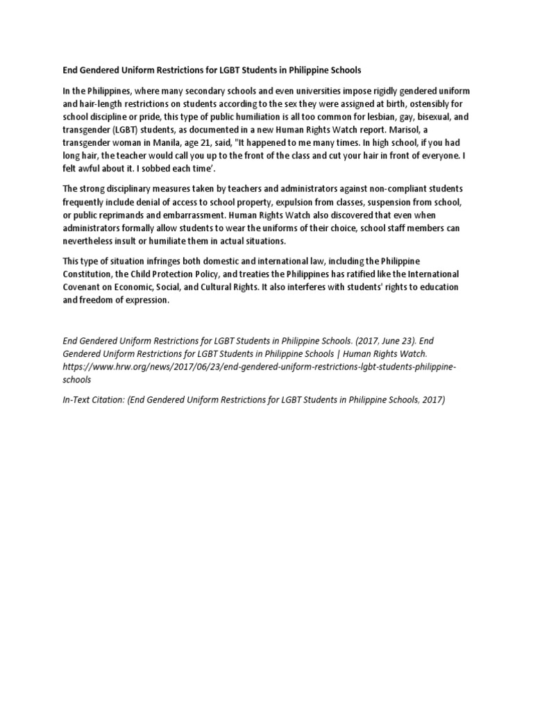 Protecting LGBT Students' Rights to Education and SelfExpression