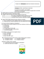 Atividade Sobre Misturas e Substâncias (6° Ano)