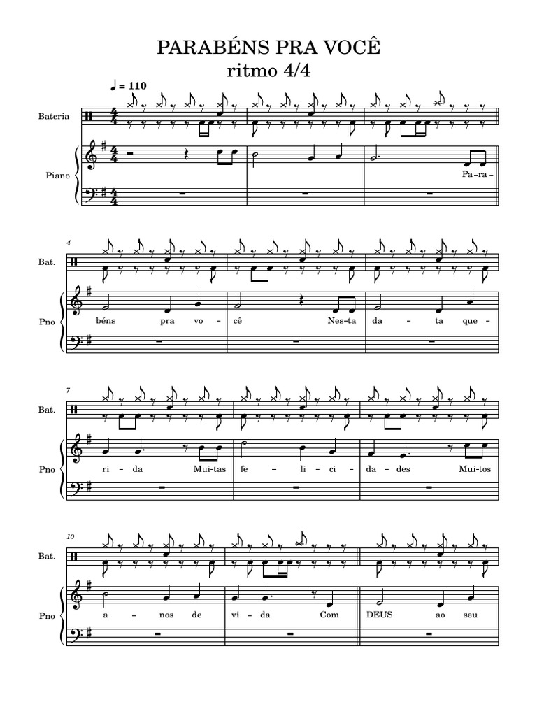 Partitura de Parabéns a Você para Piano | PDF