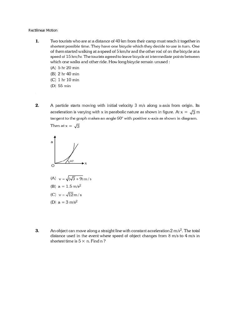 Rectilinear Motion PDF