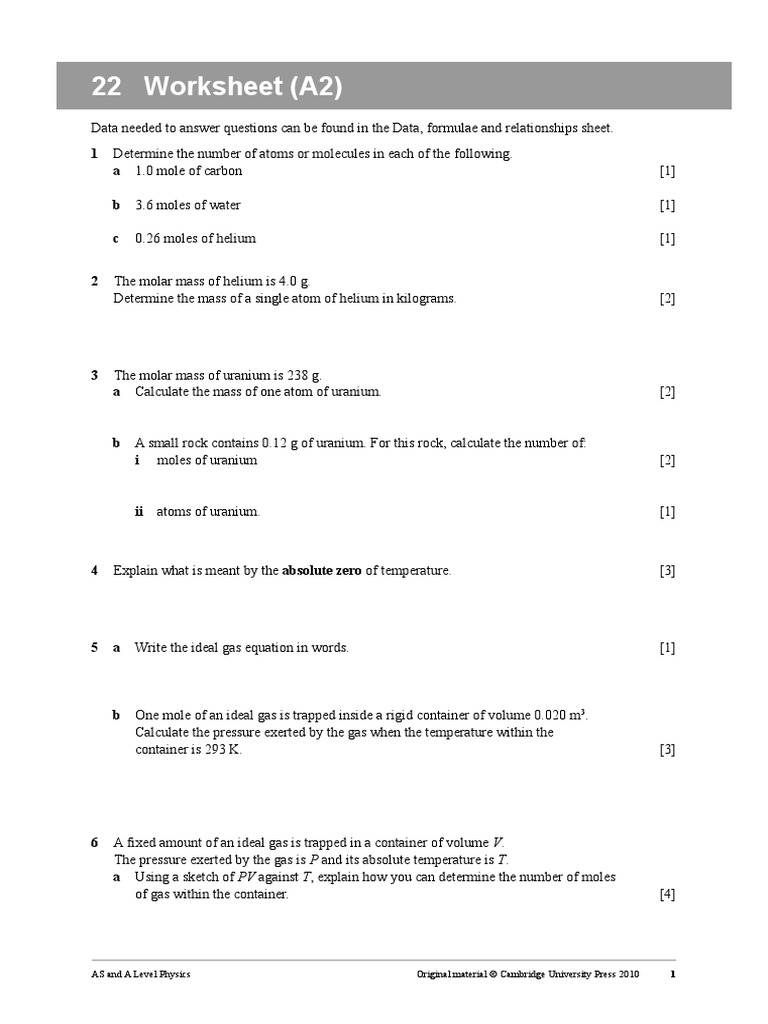 Worksheet 22 | PDF