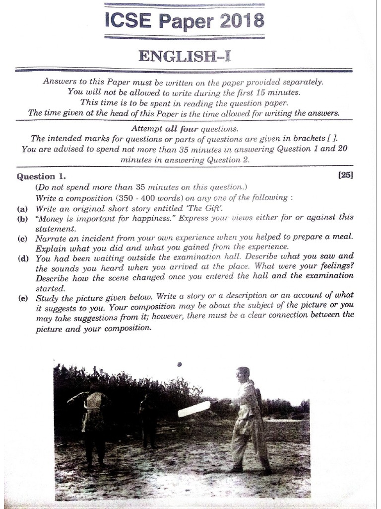 ICSE Eng-1 Specimen Paper | PDF