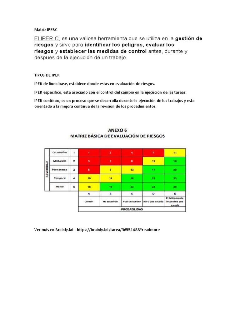 Matriz IPERC y gestión de riesgos | PDF
