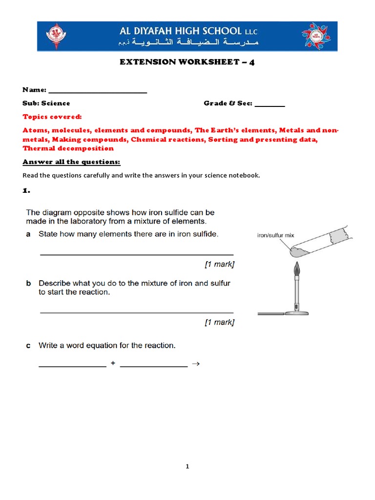 Extension Worksheet 4 | PDF