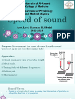 Speed of Sound: University of Al-Ameed College of Medicine Department of Physiology and Medical Physics