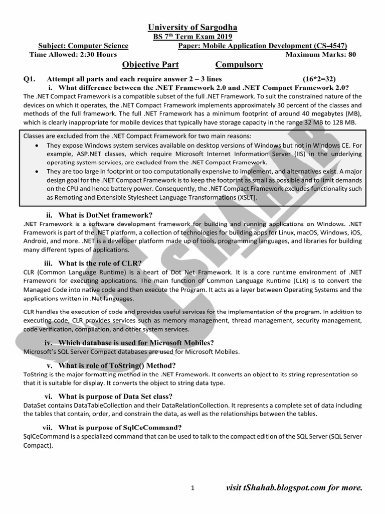 Mobile Application Development Question Paper | PDF