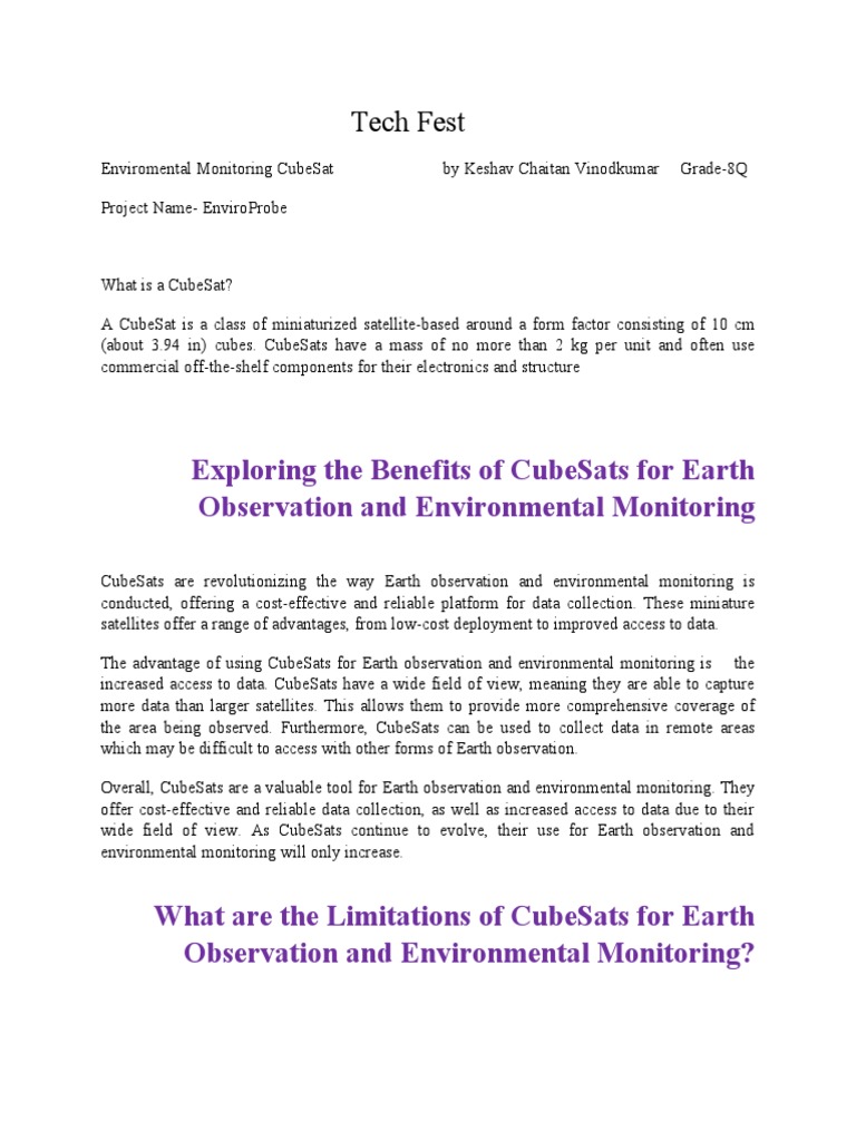 CubeSats in Environmental Monitoring | PDF | Natural Environment ...