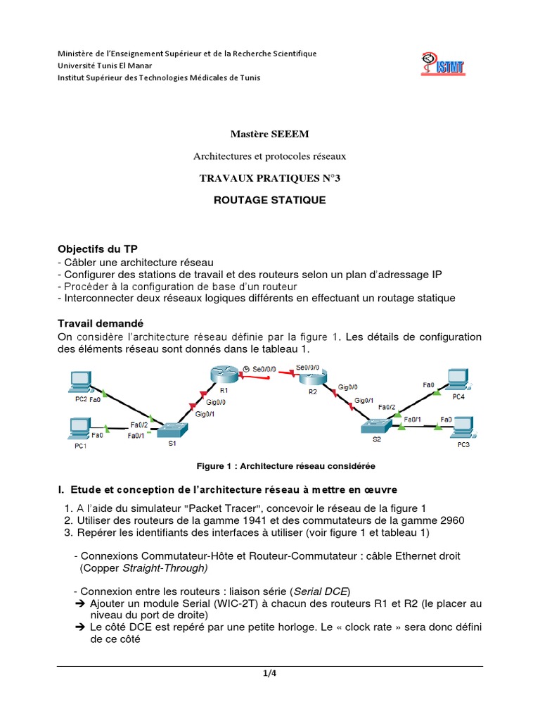 Configuration de Routage Statique IP | PDF | Adresse IP | Routeur