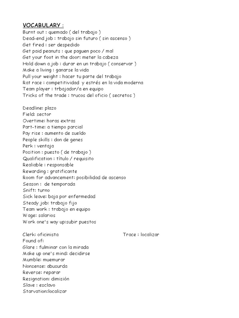 Vocabulario Ingles Pdf